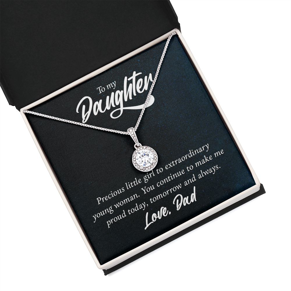 TO DAUGHTER FROM DAD- PRECIOUS LITTLE GIRL TO EXTRAORDINARY-ETERNAL HOPE NECKLACE