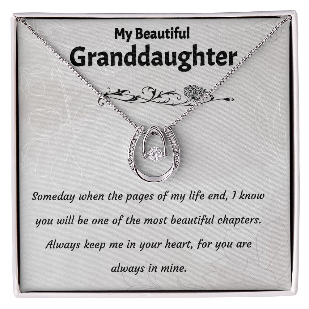 My Beautiful Granddaughter- LUCKY IN LOVE NECKLACE-Someday when the pages