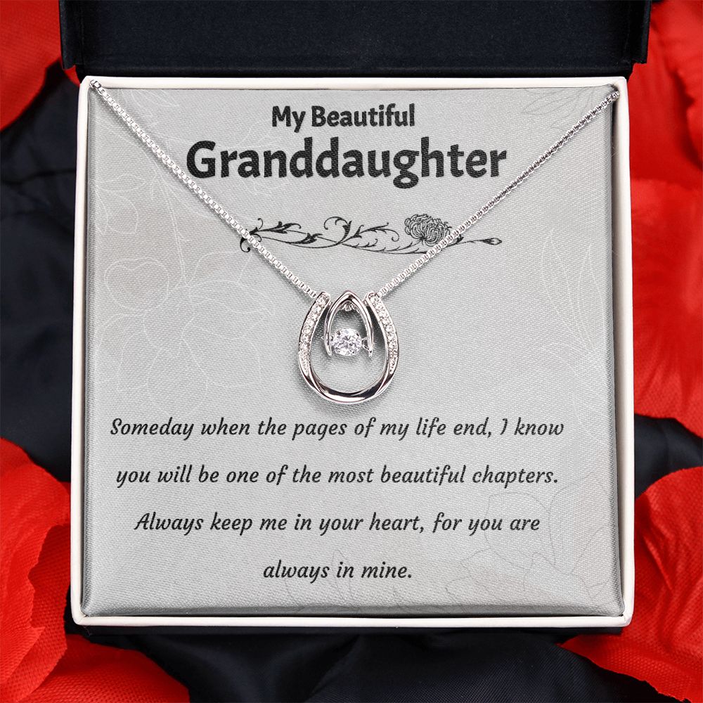 My Beautiful Granddaughter- LUCKY IN LOVE NECKLACE-Someday when the pages