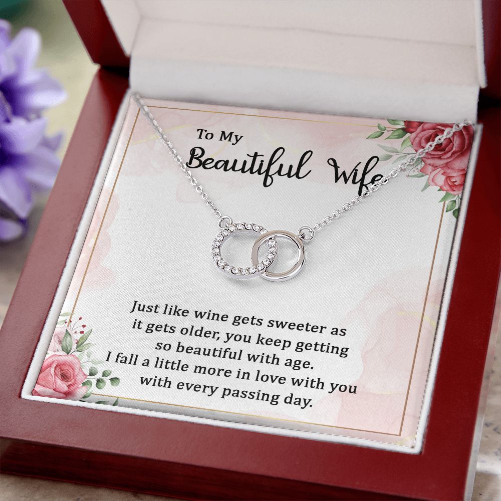 TO MY BEAUTIFUL WIFE - WINE GETS SWEETER- PERFECT PAIR NECKLACE