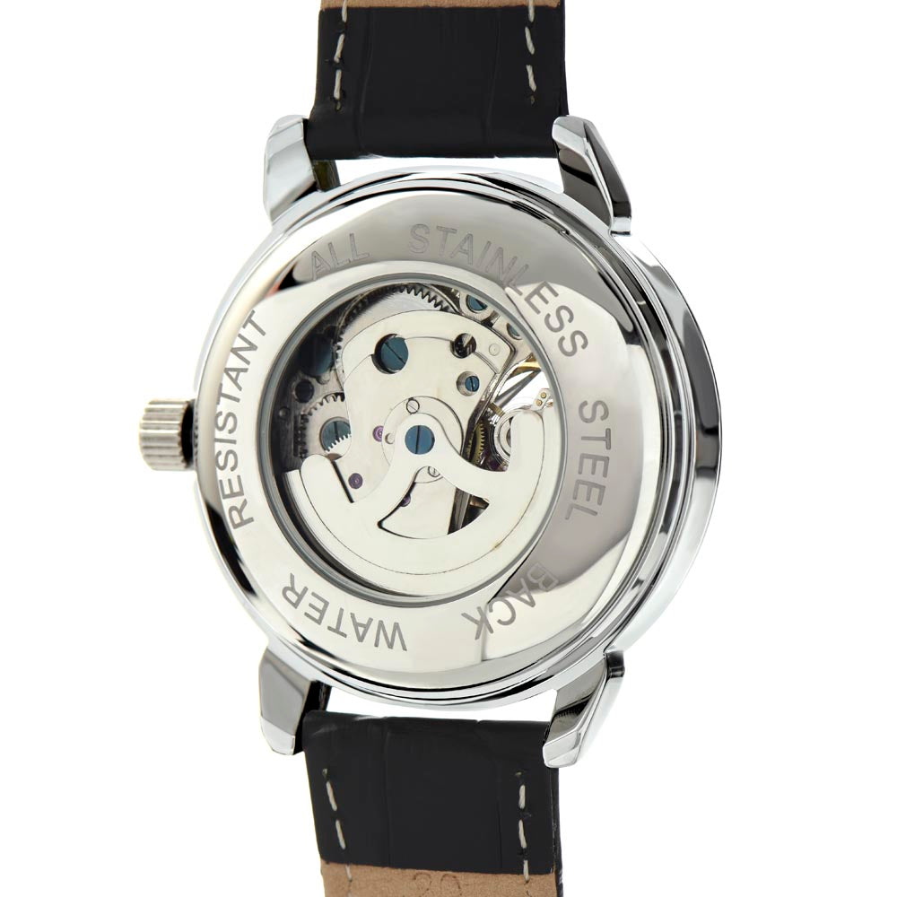 To My Dad - You've held me close when times were tough Men's Openwork Watch with Mahogany Box - Template