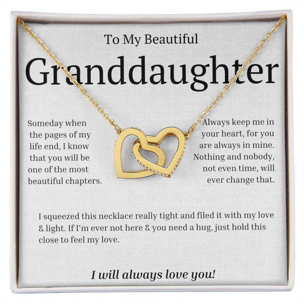 Gift For Granddaughter - Interlocking Hearts necklace-GoldU-Someday when the pages of my life