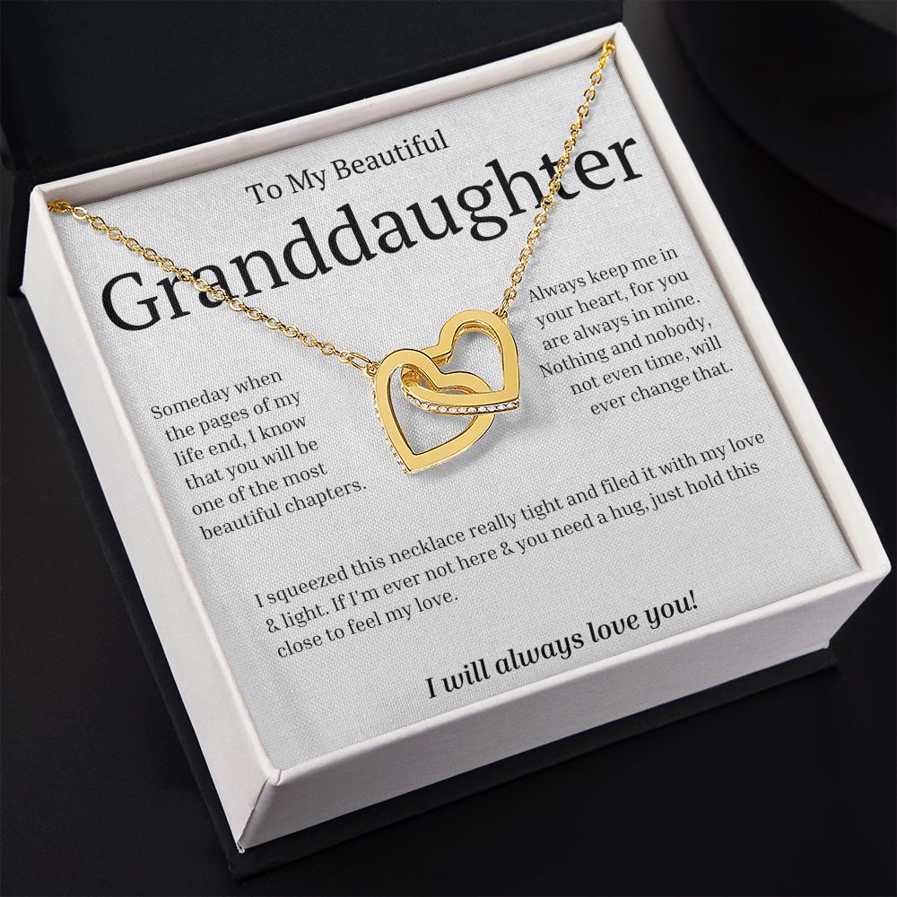 Gift For Granddaughter - Interlocking Hearts necklace-GoldU-Someday when the pages of my life