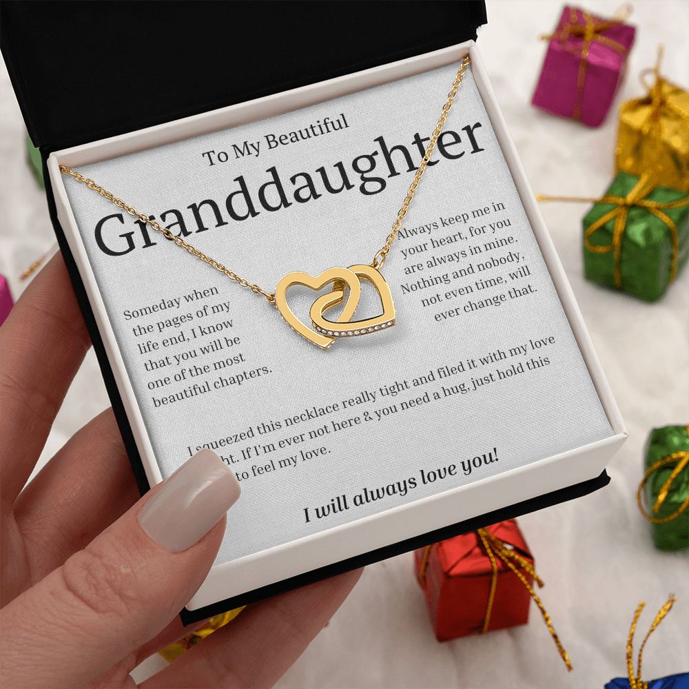Gift For Granddaughter - Interlocking Hearts necklace-GoldU-Someday when the pages of my life