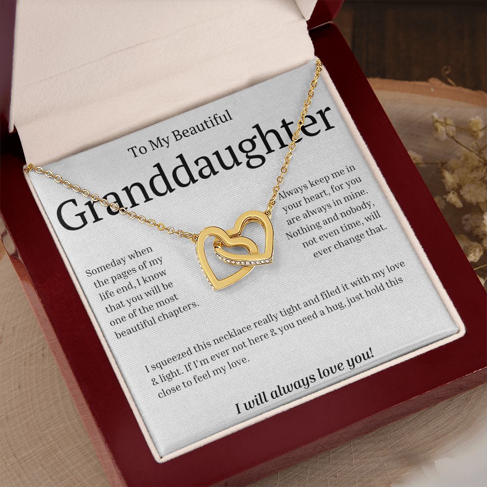 Gift For Granddaughter - Interlocking Hearts necklace-GoldU-Someday when the pages of my life