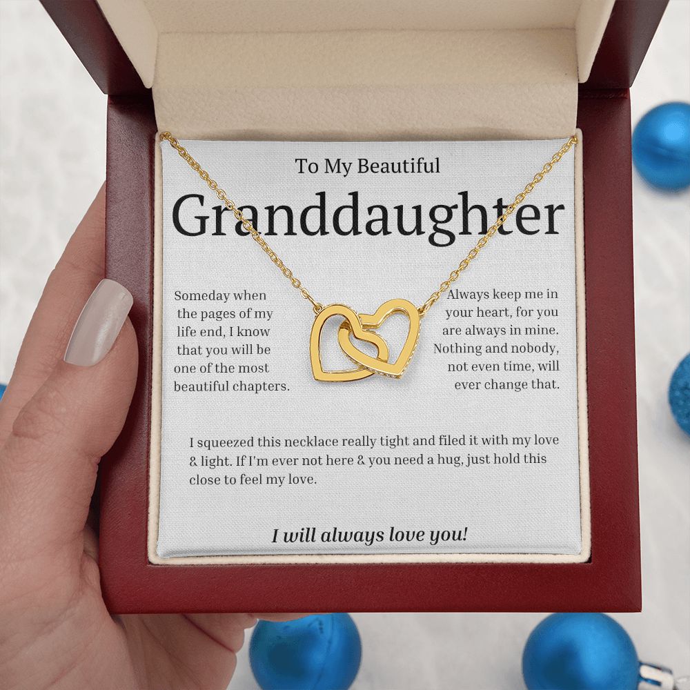 Gift For Granddaughter - Interlocking Hearts necklace-GoldU-Someday when the pages of my life
