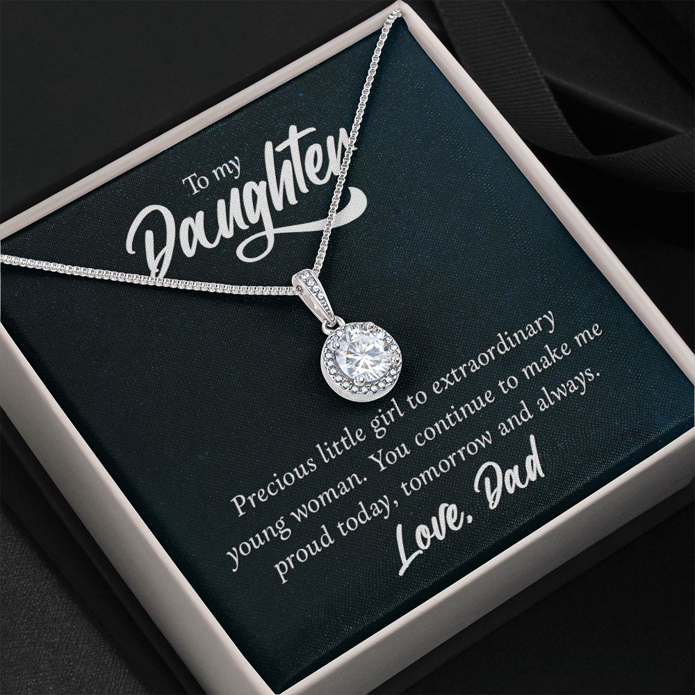 TO DAUGHTER FROM DAD- PRECIOUS LITTLE GIRL TO EXTRAORDINARY-ETERNAL HOPE NECKLACE