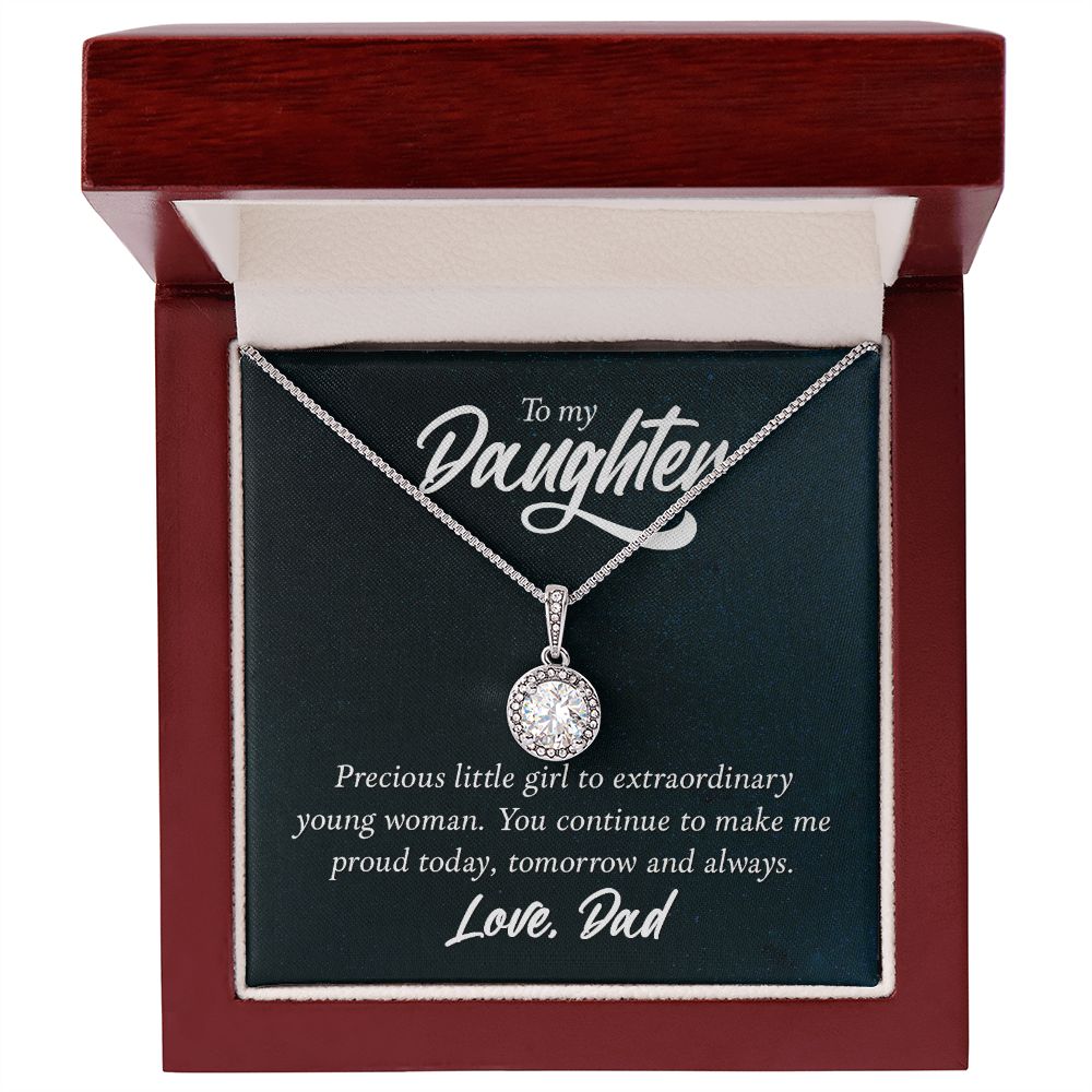 TO DAUGHTER FROM DAD- PRECIOUS LITTLE GIRL TO EXTRAORDINARY-ETERNAL HOPE NECKLACE