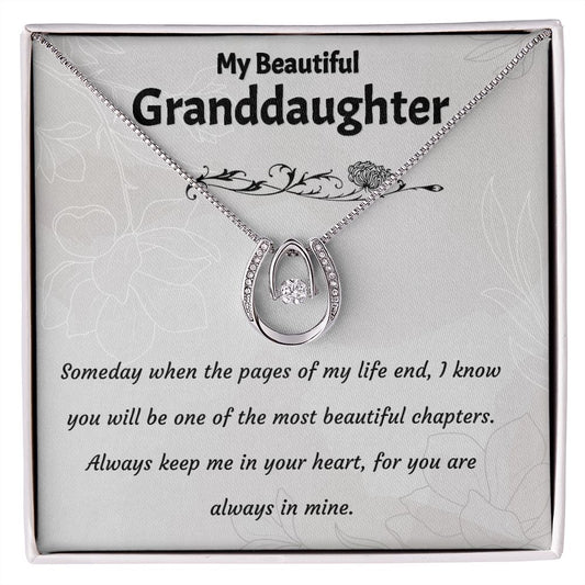 My Beautiful Granddaughter- LUCKY IN LOVE NECKLACE-Someday when the pages