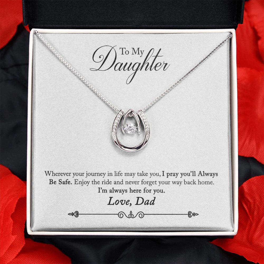 TO DAUGHTER FROM DAD - HERE FOR YOU - LUCKY IN LOVE NECKLACE