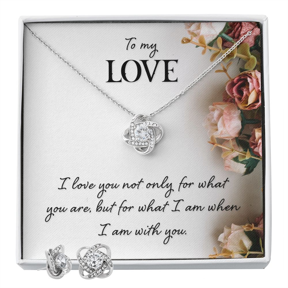 TO MY LOVE- I LOVE YOU NOT ONLY- LOVE KNOT NECKLACE AND EARRING SET