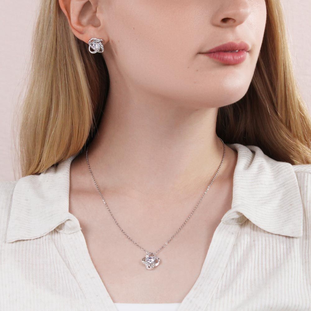 TO MY LOVE- I LOVE YOU NOT ONLY- LOVE KNOT NECKLACE AND EARRING SET