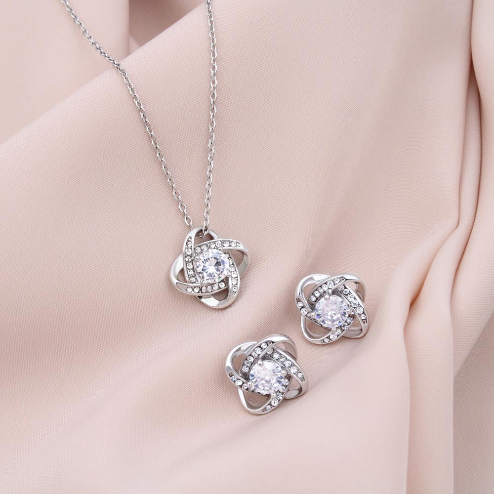 TO MY LOVE- I LOVE YOU NOT ONLY- LOVE KNOT NECKLACE AND EARRING SET