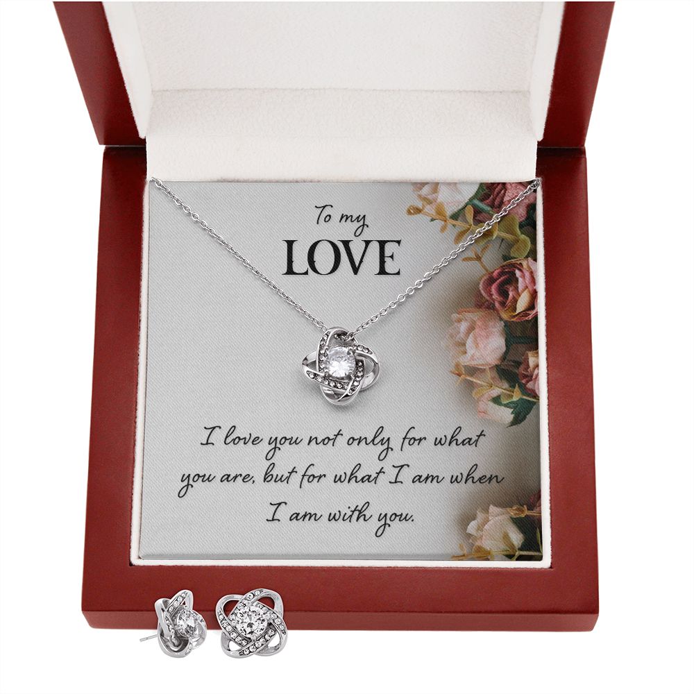 TO MY LOVE- I LOVE YOU NOT ONLY- LOVE KNOT NECKLACE AND EARRING SET