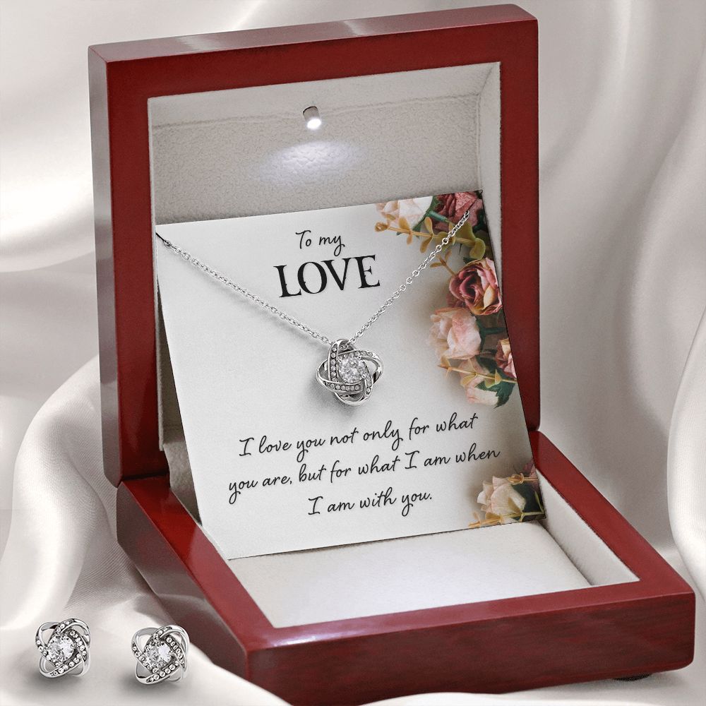 TO MY LOVE- I LOVE YOU NOT ONLY- LOVE KNOT NECKLACE AND EARRING SET