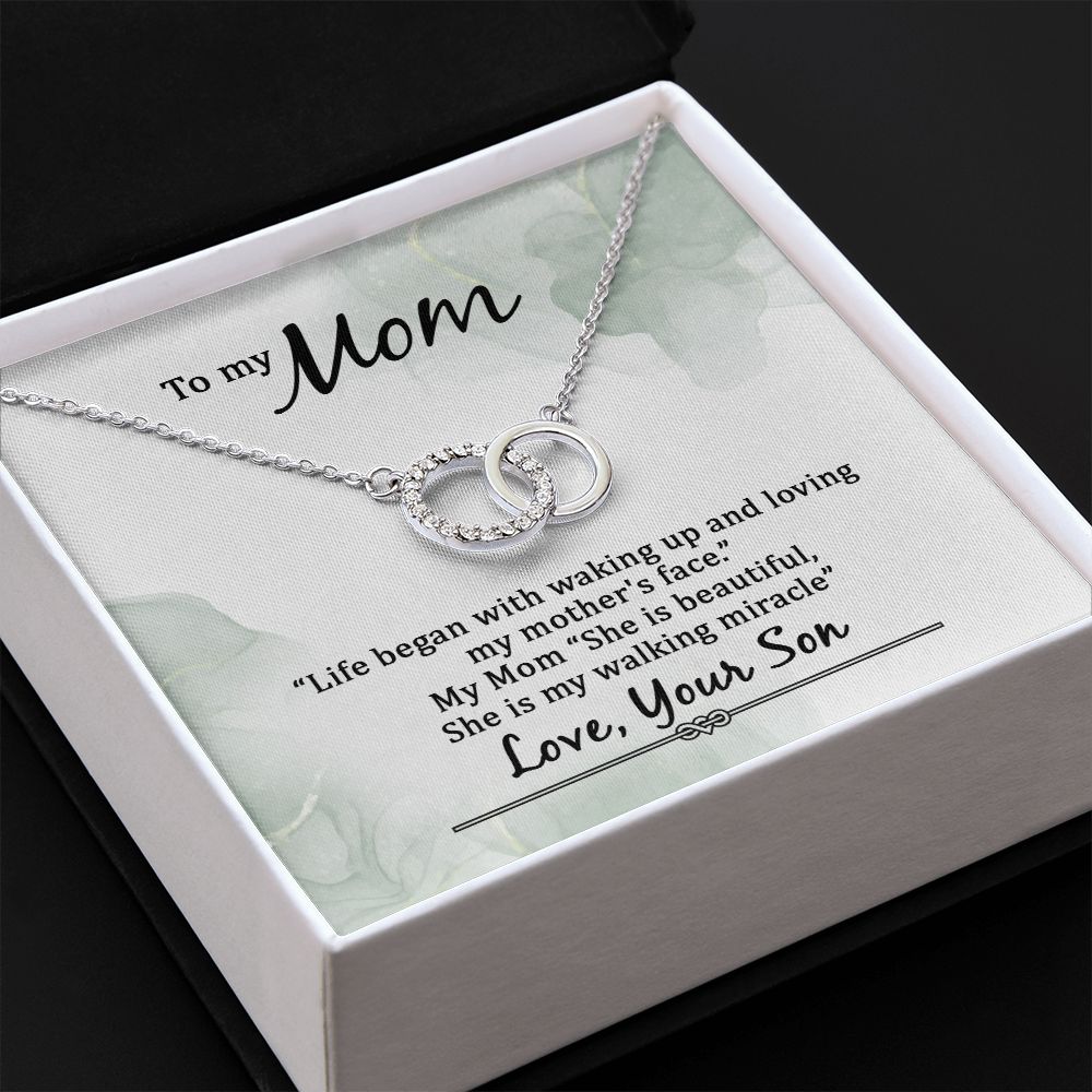 TO MY MOM- LIFE BEGAN WITH WALKING UP -PERFECT PAIR NECKLACE
