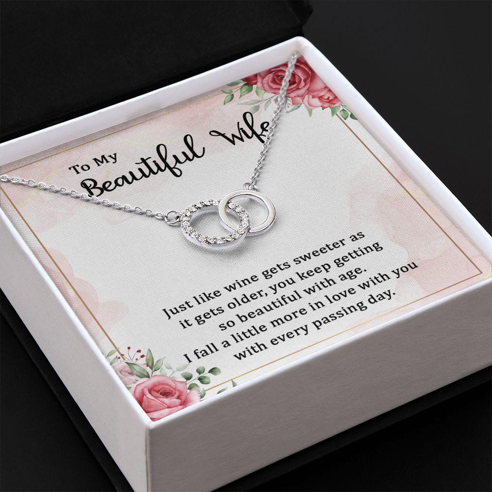 TO MY BEAUTIFUL WIFE - WINE GETS SWEETER- PERFECT PAIR NECKLACE