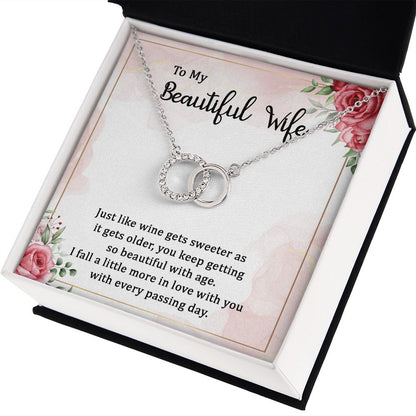 TO MY BEAUTIFUL WIFE - WINE GETS SWEETER- PERFECT PAIR NECKLACE