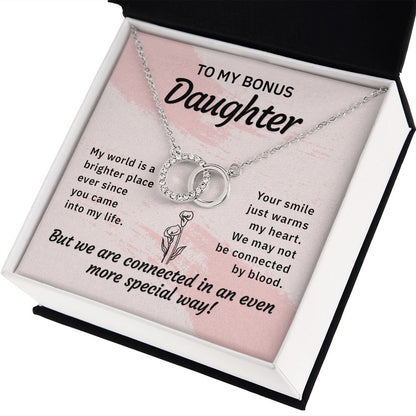 TO MY BONUS DAUGHTER-MY WORLD IS A BRIGHTER PLACE - PERFECT PAIR NECKLACE