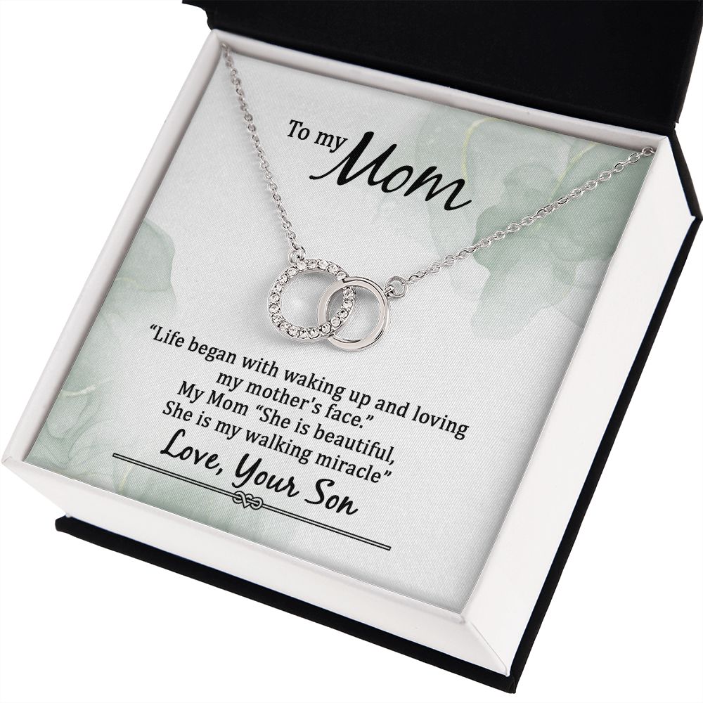 TO MY MOM- LIFE BEGAN WITH WALKING UP -PERFECT PAIR NECKLACE