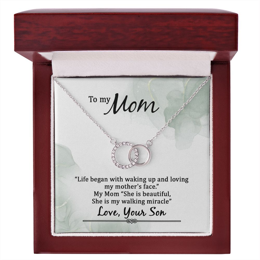 TO MY MOM- LIFE BEGAN WITH WALKING UP -PERFECT PAIR NECKLACE