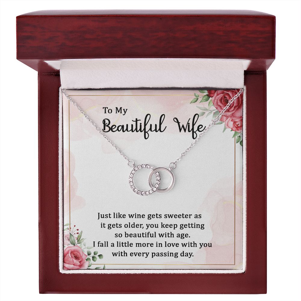 TO MY BEAUTIFUL WIFE - WINE GETS SWEETER- PERFECT PAIR NECKLACE
