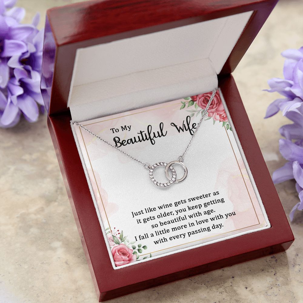 TO MY BEAUTIFUL WIFE - WINE GETS SWEETER- PERFECT PAIR NECKLACE