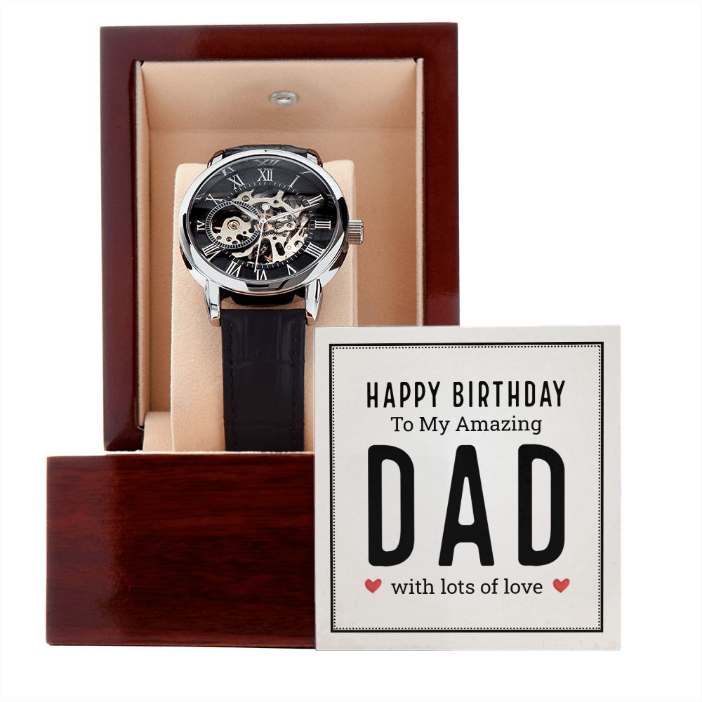 Happy birthday to my amazing dad- Men's Openwork Watch with Mahogany Box - Template