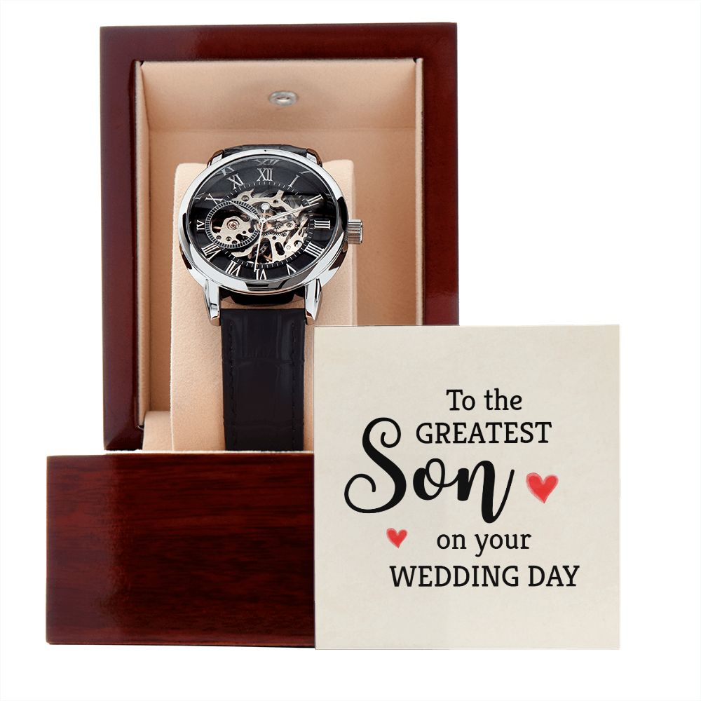 To the greatest son- Men's Openwork Watch with Mahogany Box - Template