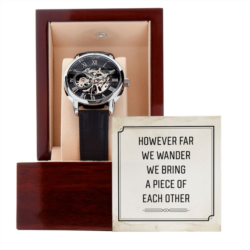 However far we wander- Men's Openwork Watch with Mahogany Box - Template