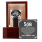 To My Son - I wish you the strength to face challenges Men's Openwork Watch with Mahogany Box - Template