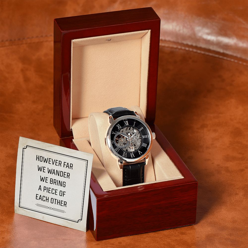 However far we wander- Men's Openwork Watch with Mahogany Box - Template