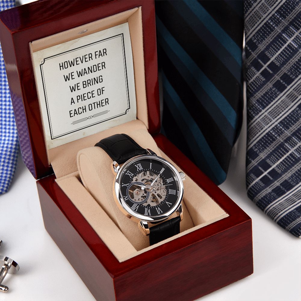 However far we wander- Men's Openwork Watch with Mahogany Box - Template