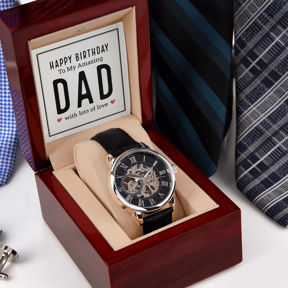 Happy birthday to my amazing dad- Men's Openwork Watch with Mahogany Box - Template
