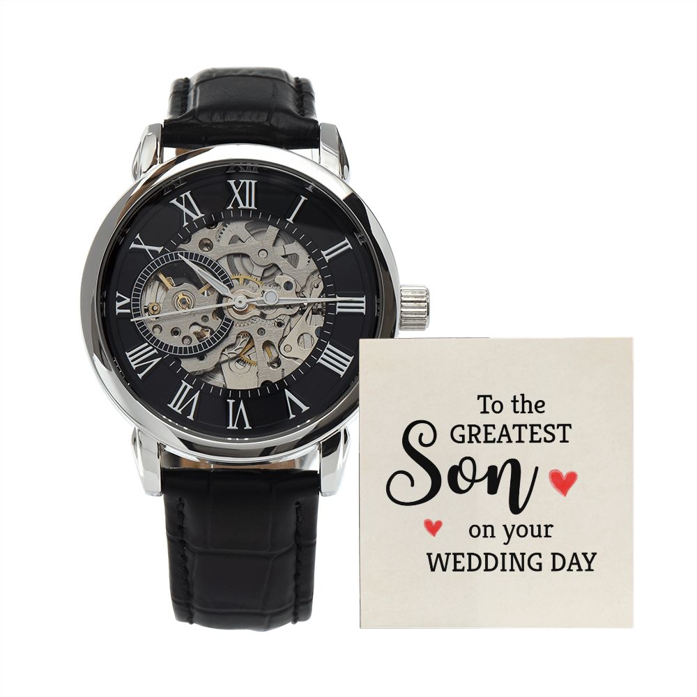 To the greatest son- Men's Openwork Watch with Mahogany Box - Template