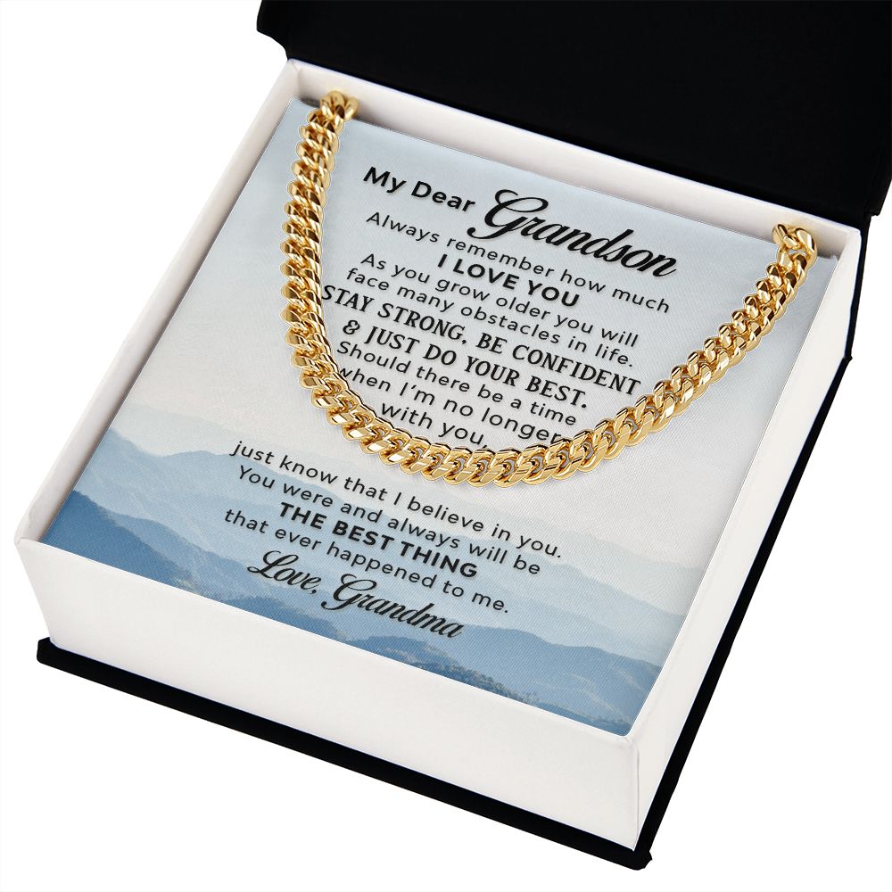 My dear grandson from grandma- remember how much I love you - Cuban link chain