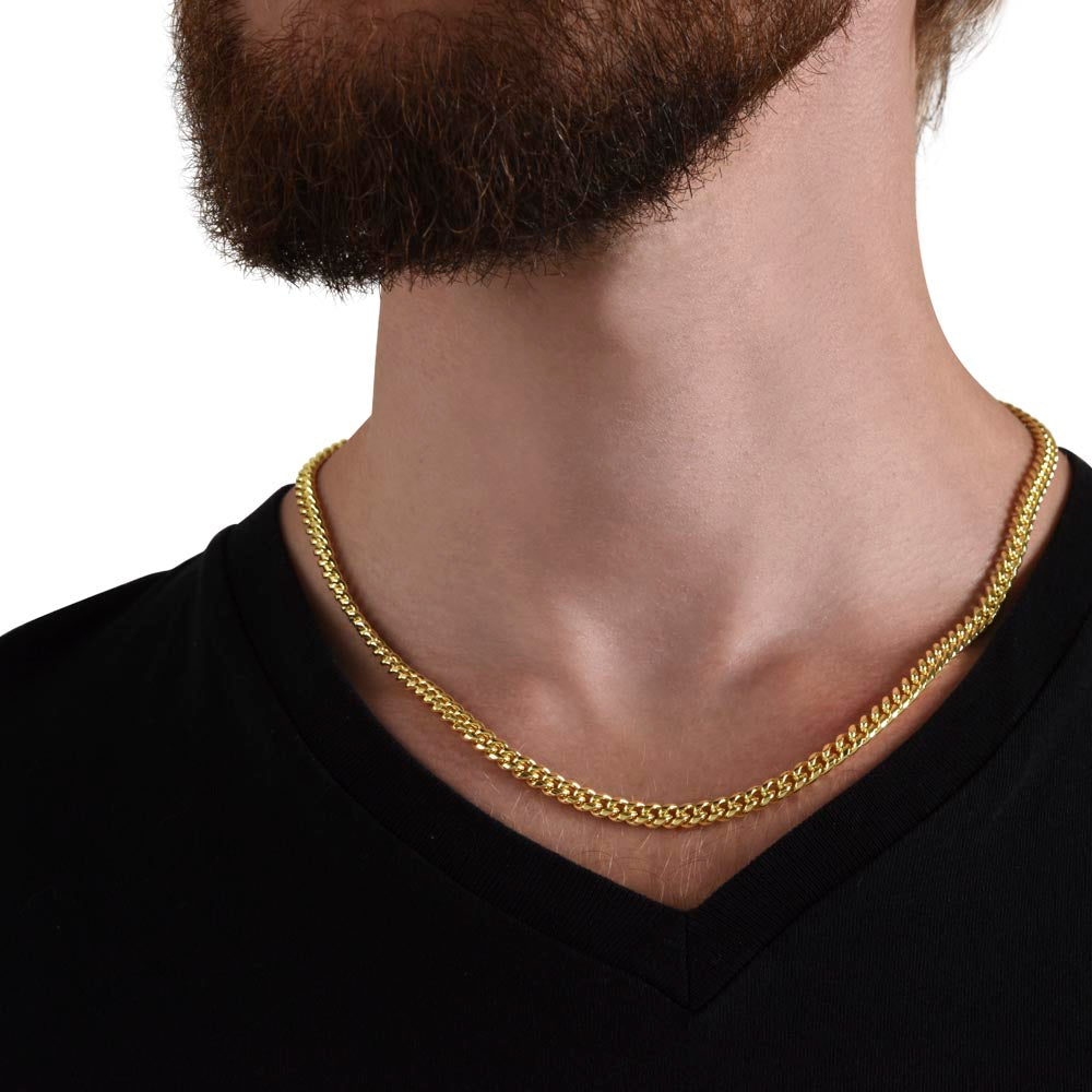 To my son- be a warrior, not a worrier Cuban link chain