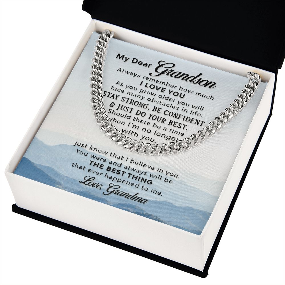 My dear grandson from grandma- remember how much I love you - Cuban link chain