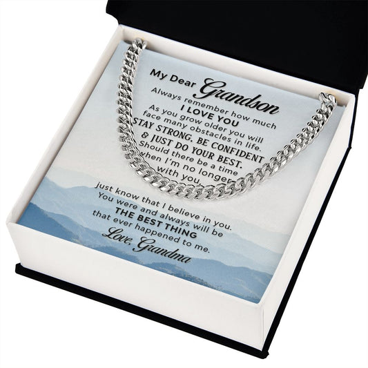 My dear grandson from grandma- remember how much I love you - Cuban link chain