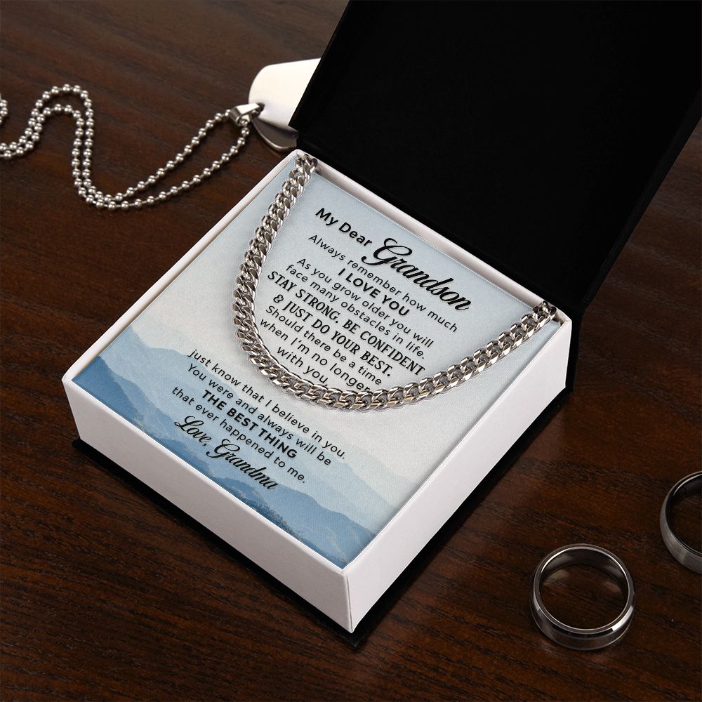 My dear grandson from grandma- remember how much I love you - Cuban link chain