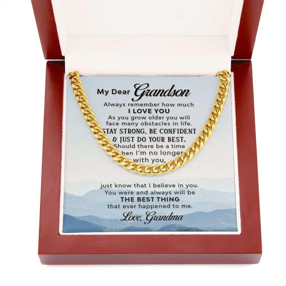 My dear grandson from grandma- remember how much I love you - Cuban link chain
