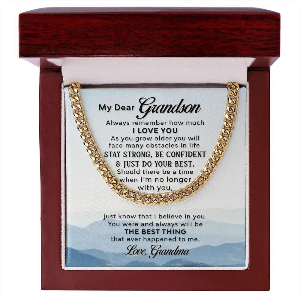 My dear grandson from grandma- remember how much I love you - Cuban link chain