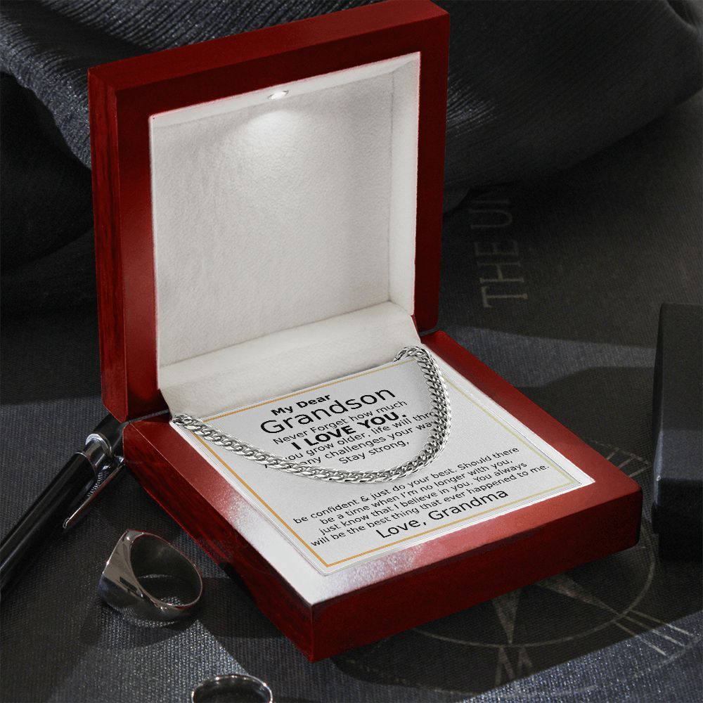MY DEAR GRANDSON, NEVER FORGET HOW MUCH I LOVE YOU- CUBAN LINK CHAIN WB