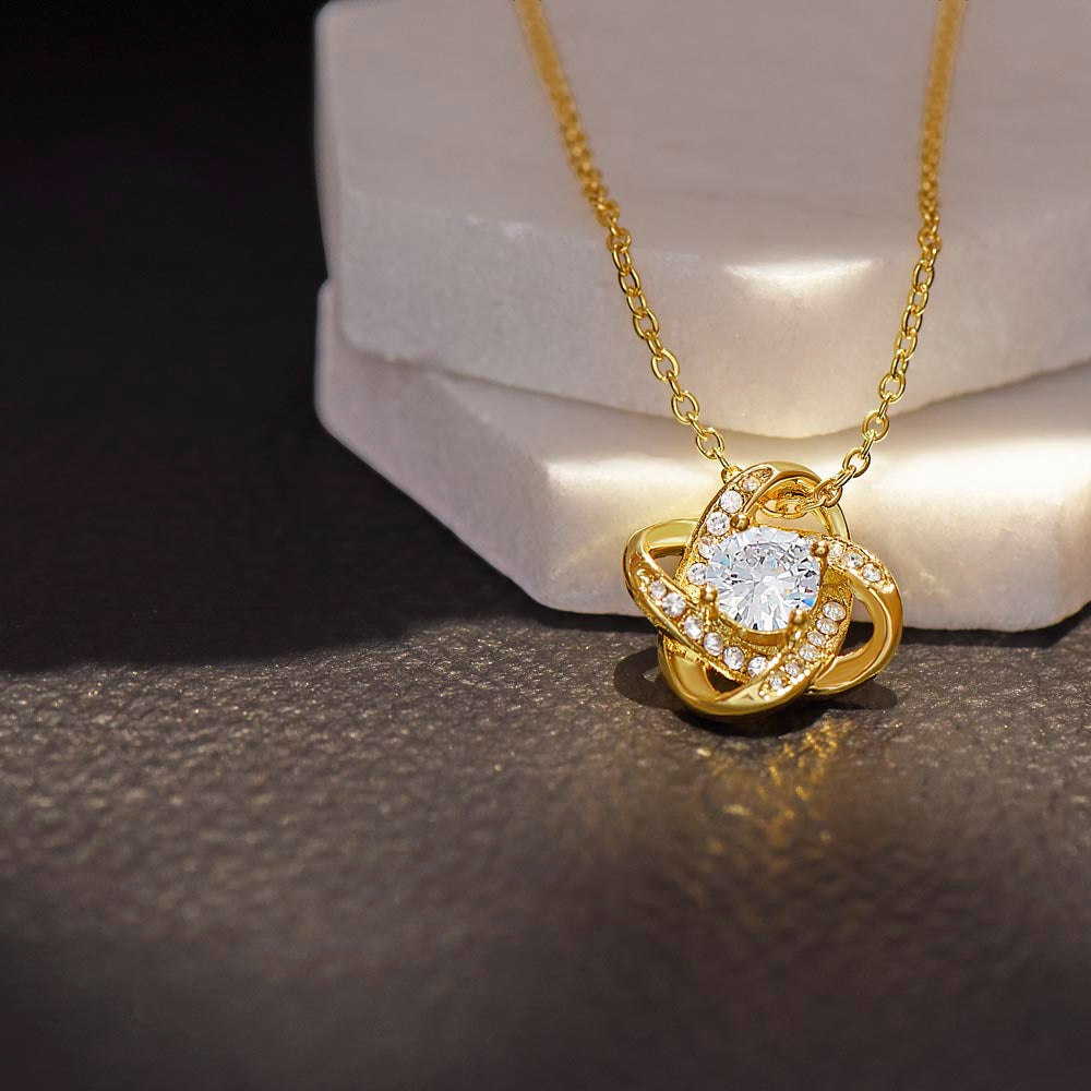 TO MY WIFE- I DEEPLY TREASURE-LOVE KNOT NECKLACE