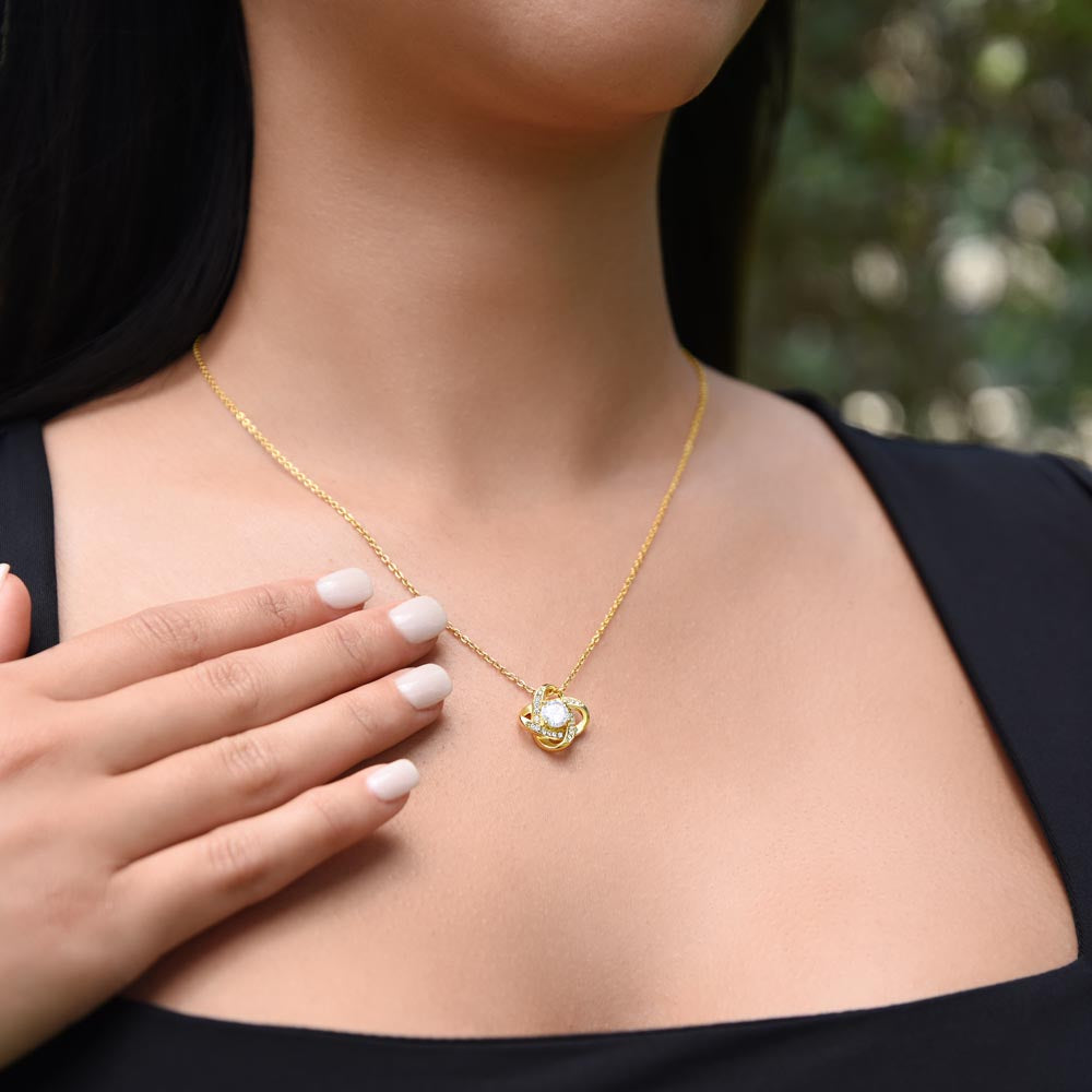 BIRTHDAY GIFT FOR DAUGHTER-HAPPY BIRTHDAY TO THE CHILD WHO- LOVE KNOT NECKLACE