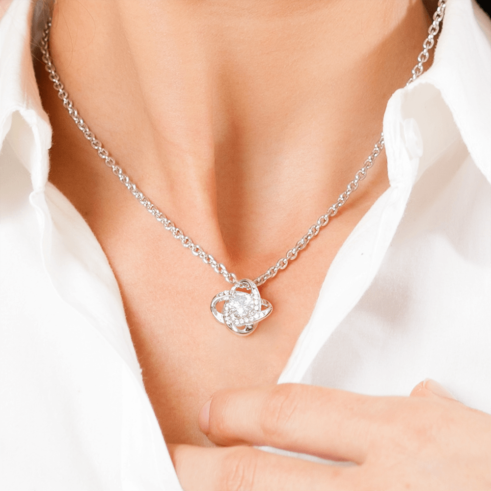 TO MY WIFE- I DEEPLY TREASURE-LOVE KNOT NECKLACE