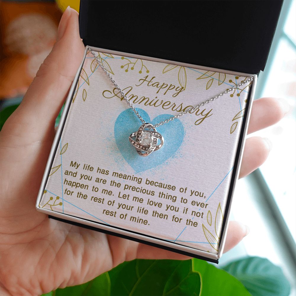 Happy Anniversary Gift - Life Has Meaning - Love Knot Necklace Two-Toned Box