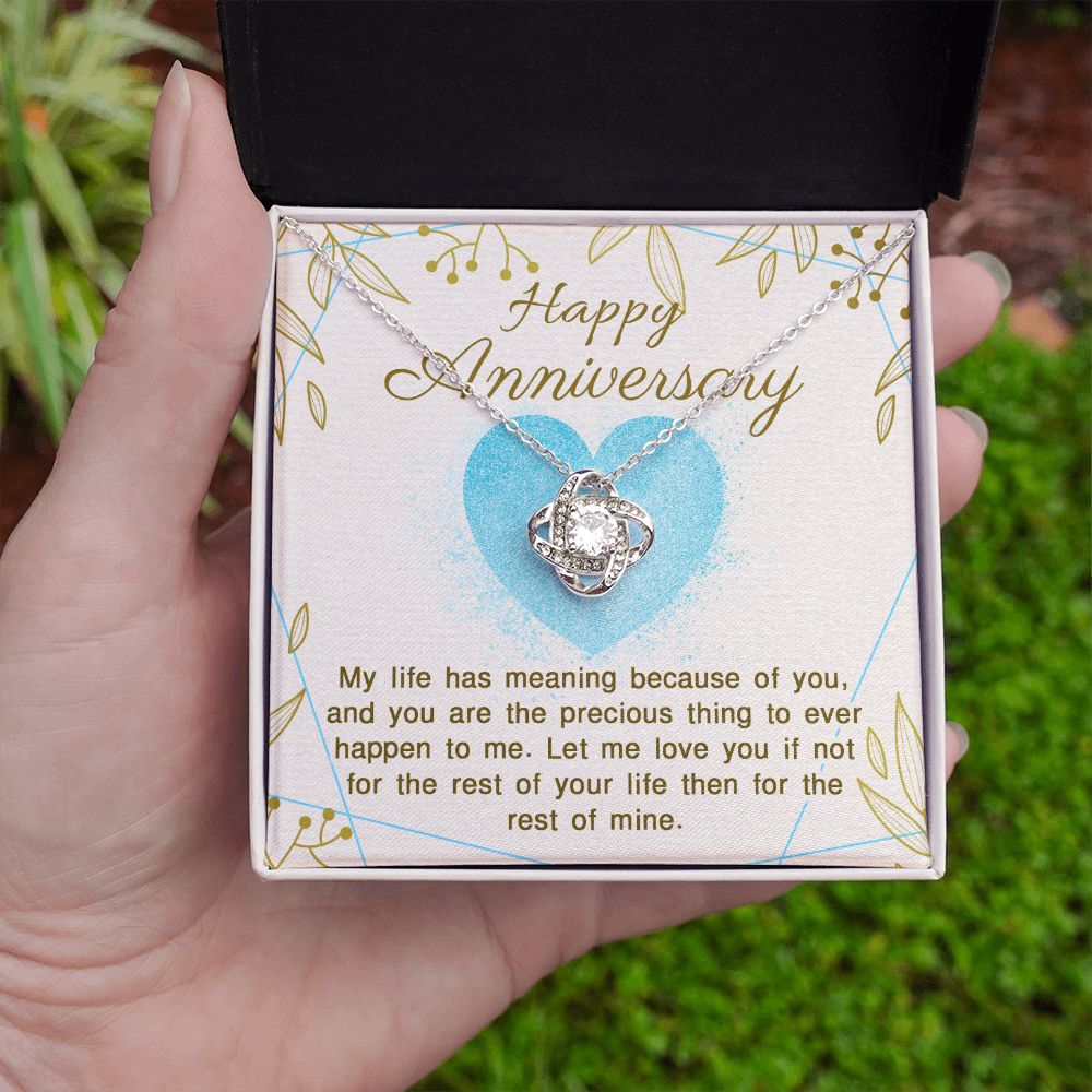 ANNIVERSARY GIFT FOR WIFE- MY LIFE HAS MEANING - LOVE KNOT NECKLACE