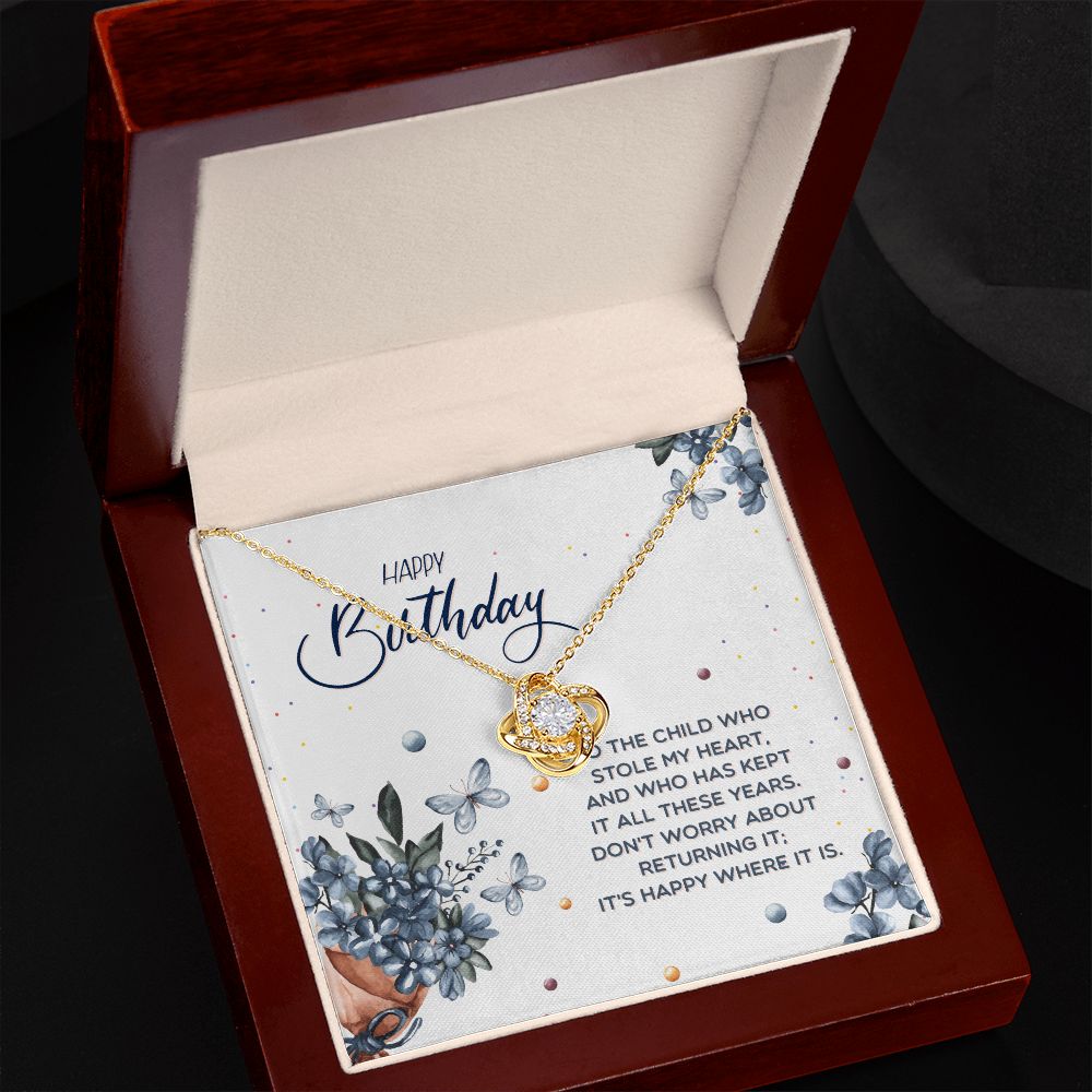BIRTHDAY GIFT FOR DAUGHTER-HAPPY BIRTHDAY TO THE CHILD WHO- LOVE KNOT NECKLACE