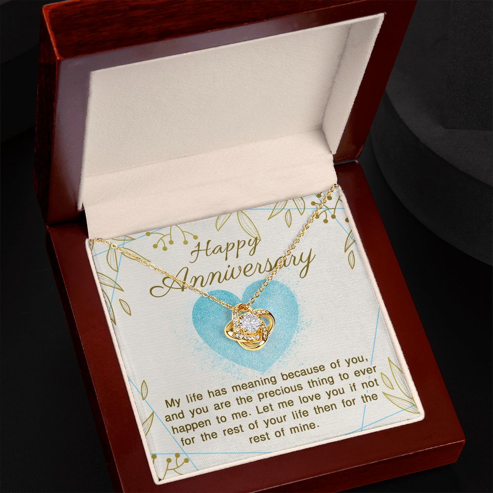 ANNIVERSARY GIFT FOR WIFE- MY LIFE HAS MEANING - LOVE KNOT NECKLACE